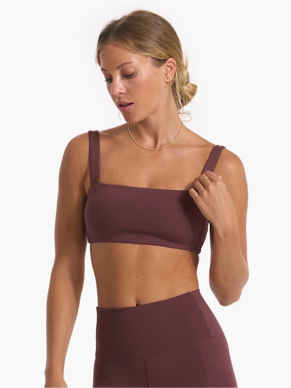 Vuori Evolve Square Neck Chocolate Brown Ribbed Bandeau Bra Size M EUC Yoga